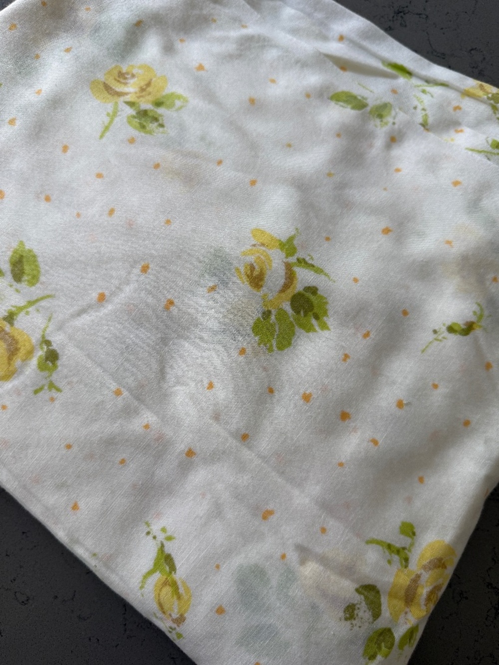 Vintage Pequot Yellow Rose Polka Dot Twin Flat Sheet 72x104 Cottagecore